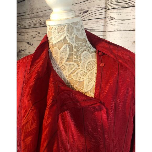 NWT Vintage David Matthew Red blouse with side necktie size 16 - Picture 9 of 12